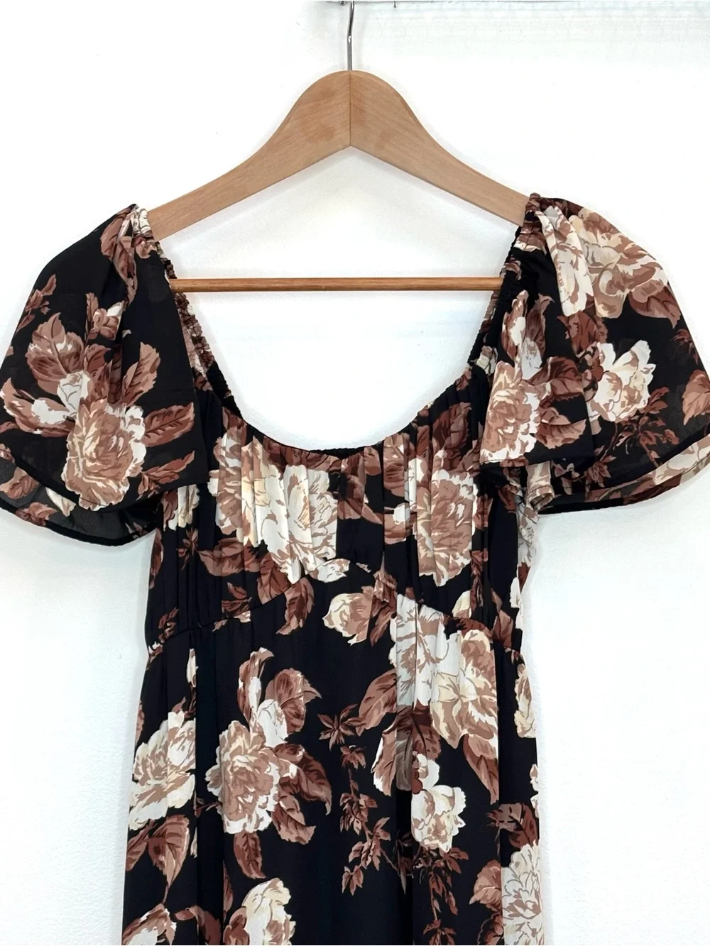 Abercrombie & Fitch Dark Floral Milkmaid Tiered Maxi Dress Cottagecore Small